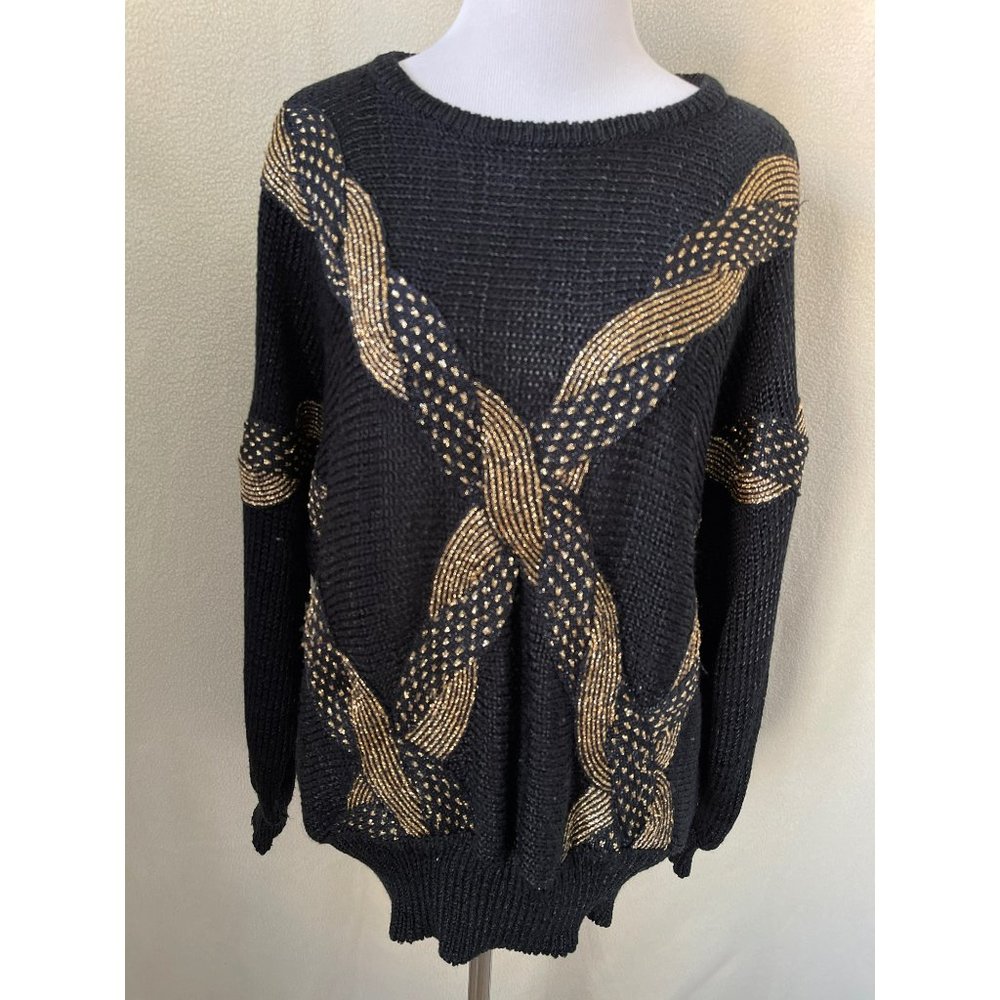 SidEffects Vintage Front Twisted Design Long Sleeve Sweater